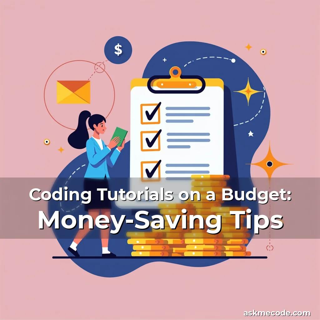 Artistic representation for Coding Tutorials on a Budget: Money-Saving Tips
