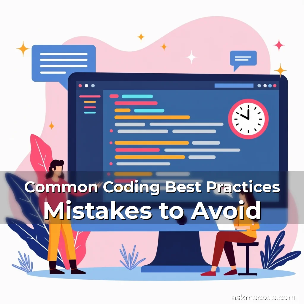 Artistic representation for Common Coding Best Practices Mistakes to Avoid